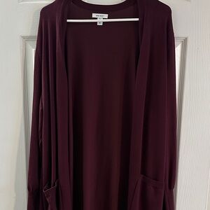Nine West Deep Burgundy Open Cardigan